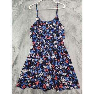 Elle Dress Womens M Black Blue Pink‎ Floral Tiered Ruffled Sundress Flowy Preppy